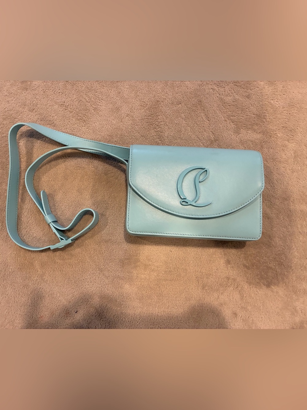 Christian Louboutin Light Blue Leather Crossbody Bag